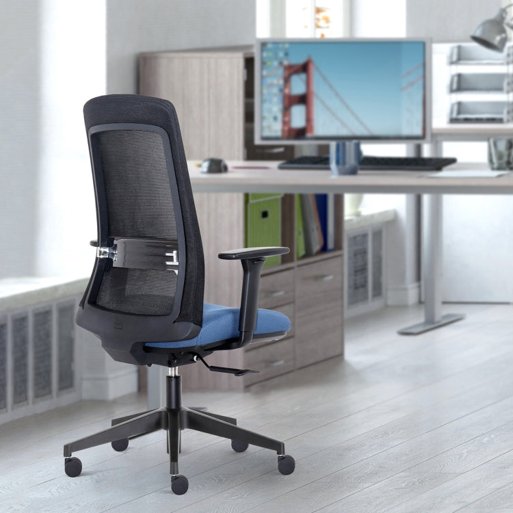Height-adjustable Elastic Mesh Sponge Cushion Office Swivel Chair with Adjustable Armrests & Lumbar Support, Size: (100-110) x 62 x 57.5cm