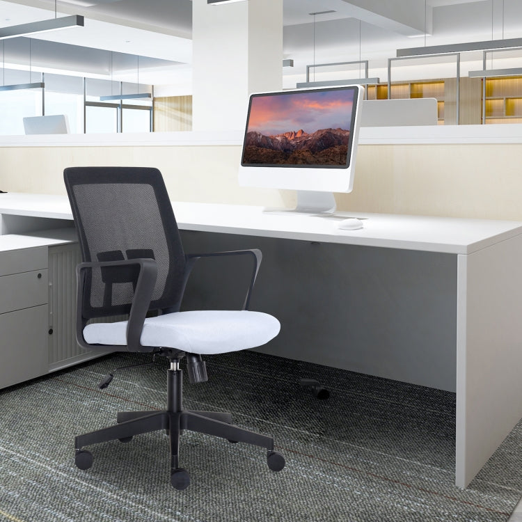 [US Warehouse] Height-adjustable Mesh Sponge Cushion Office Swivel Chair with Adjustable Armrests & Elastic Lumbar Support, Size: (91.5-101.5) x 58.5 x 56cm