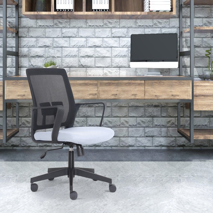 [US Warehouse] Height-adjustable Mesh Sponge Cushion Office Swivel Chair with Adjustable Armrests & Elastic Lumbar Support, Size: (91.5-101.5) x 58.5 x 56cm