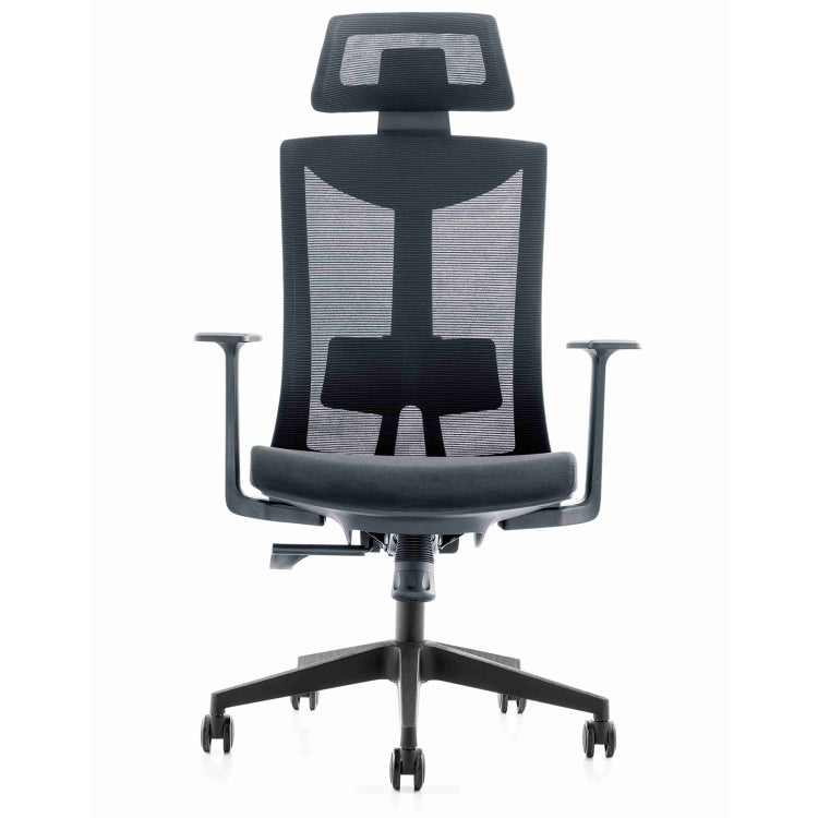 [US Warehouse] Height-adjustable Mesh Sponge Cushion Office Swivel Chair with Headrest & Fixed Armrest & Double Lumbar Support, Size: (119.5-129.5) x 50 x 46cm