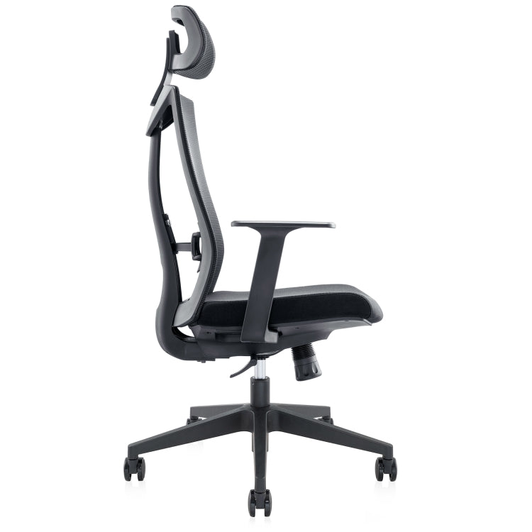 [US Warehouse] Height-adjustable Mesh Sponge Cushion Office Swivel Chair with Headrest & Fixed Armrest & Double Lumbar Support, Size: (119.5-129.5) x 50 x 46cm
