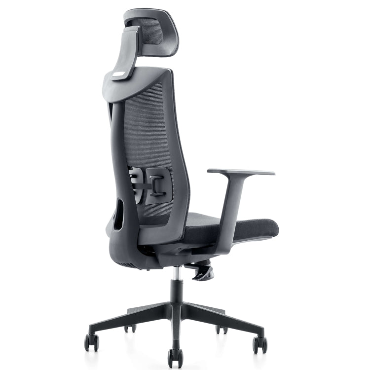 [US Warehouse] Height-adjustable Mesh Sponge Cushion Office Swivel Chair with Headrest & Fixed Armrest & Double Lumbar Support, Size: (119.5-129.5) x 50 x 46cm