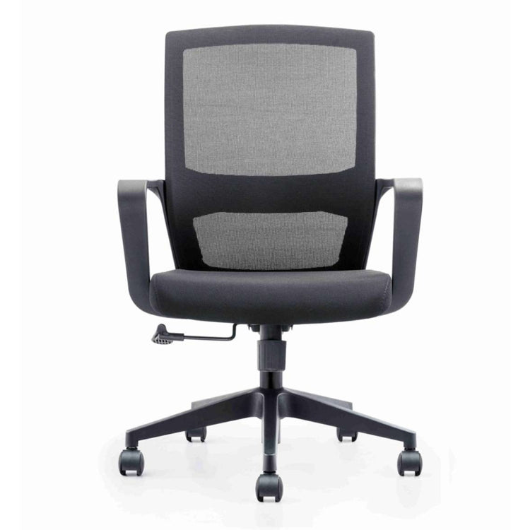 [US Warehouse] Height-adjustable Mesh Sponge Cushion Office Swivel Chair with Fixed Armrest, Size: (91-101) x 52 x 45cm