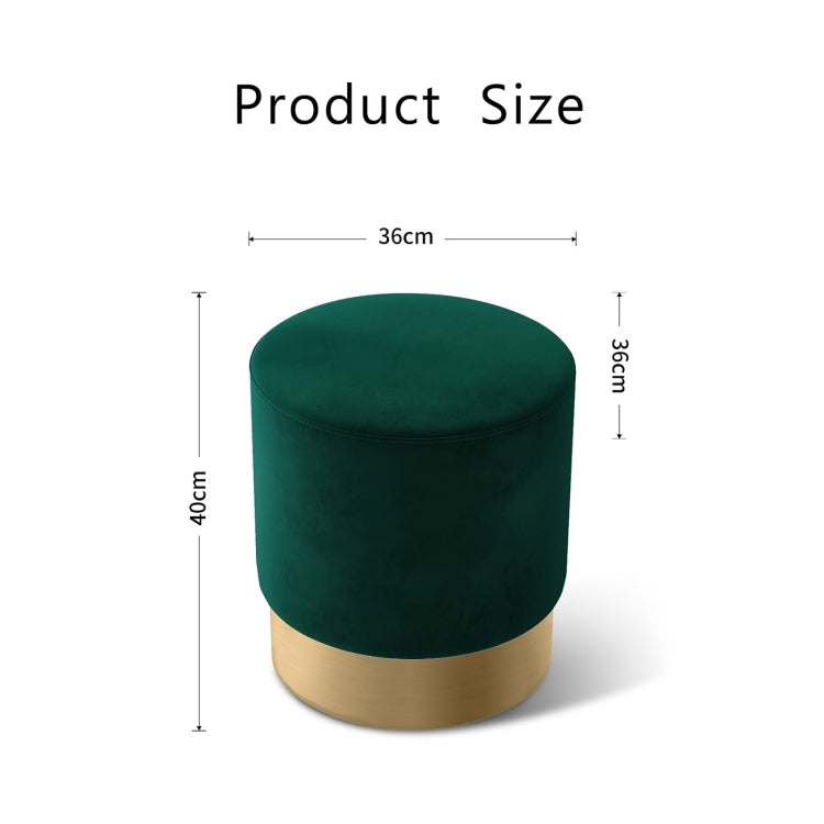 [US Warehouse] Velvet Fabric Round Footstool with Gold-plated Bottom, Size: 36 x 36 x 40cm