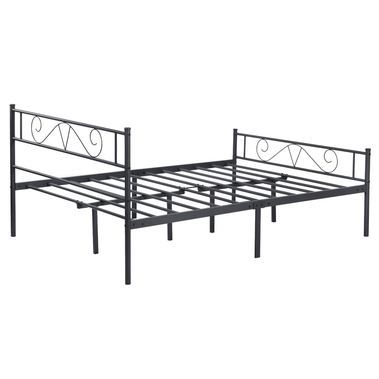 [US Warehouse] Small and Medium-sized Bedroom Living Room Iron Frame Double Bed with Headboard, Size: 197 x 146 x 88cm