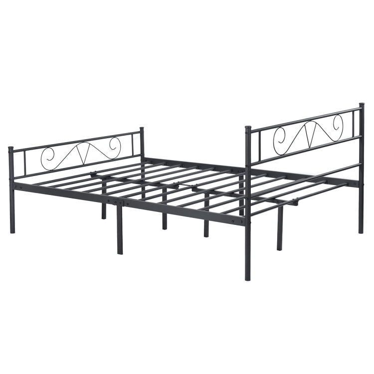 [US Warehouse] Small and Medium-sized Bedroom Living Room Iron Frame Double Bed with Headboard, Size: 197 x 146 x 88cm