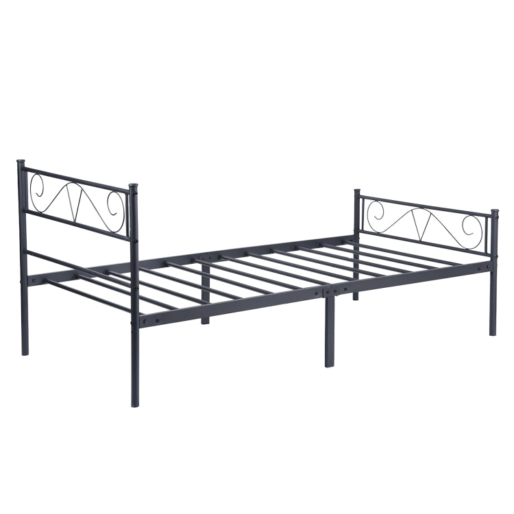 [US Warehouse] Small and Medium-sized Bedroom Living Room Iron Frame Single Bed with Headboard, Size: 197 x 104 x 88cm