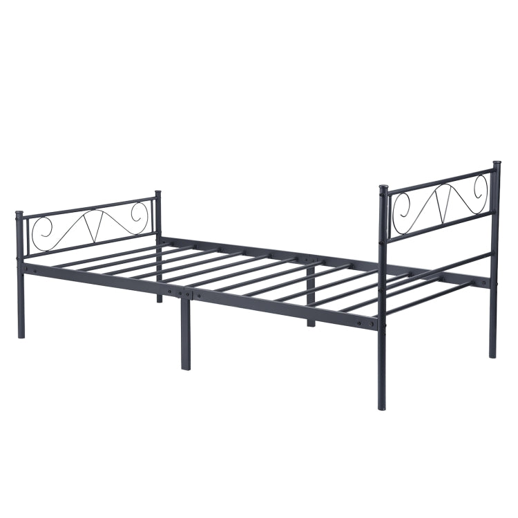 [US Warehouse] Small and Medium-sized Bedroom Living Room Iron Frame Single Bed with Headboard, Size: 197 x 104 x 88cm