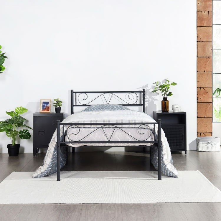 [US Warehouse] Small and Medium-sized Bedroom Living Room Iron Frame Single Bed with Headboard, Size: 197 x 104 x 88cm