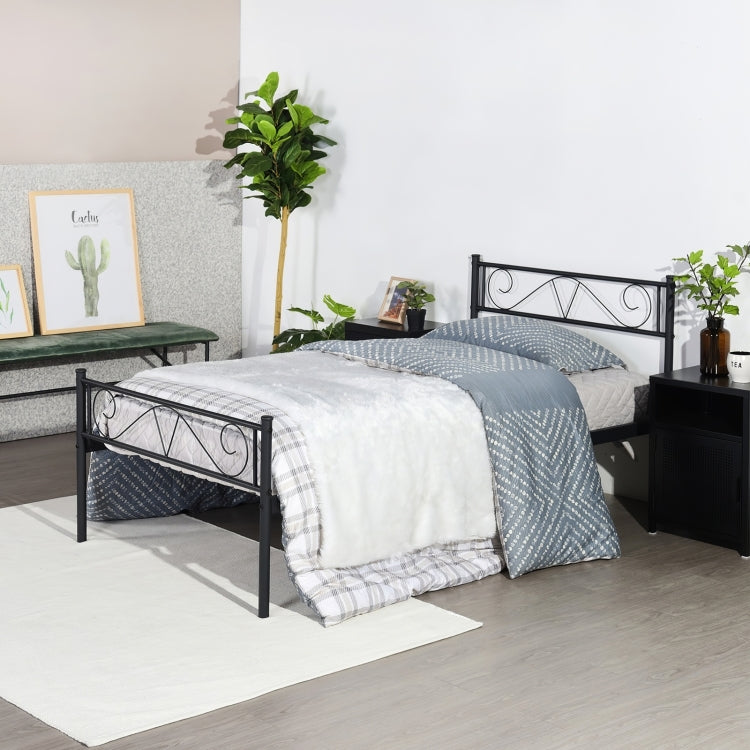 [US Warehouse] Small and Medium-sized Bedroom Living Room Iron Frame Single Bed with Headboard, Size: 197 x 104 x 88cm