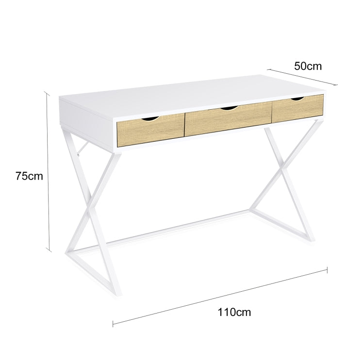 [US Warehouse] X-shaped Leg Design Home Computer Desk with Three Drawers, Size: 110 x 75 x 50cm