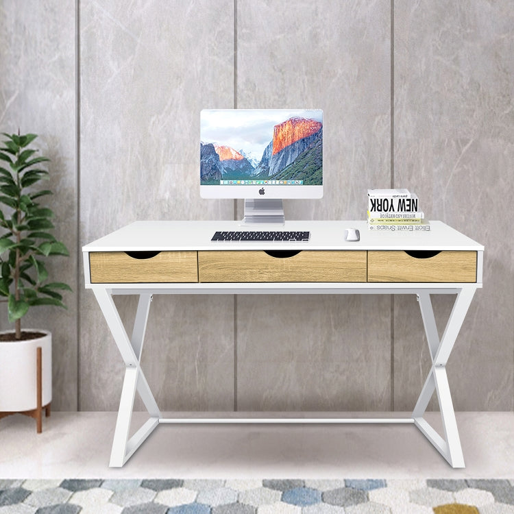 [US Warehouse] X-shaped Leg Design Home Computer Desk with Three Drawers, Size: 110 x 75 x 50cm