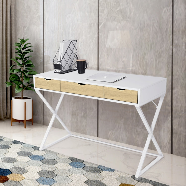 [US Warehouse] X-shaped Leg Design Home Computer Desk with Three Drawers, Size: 110 x 75 x 50cm