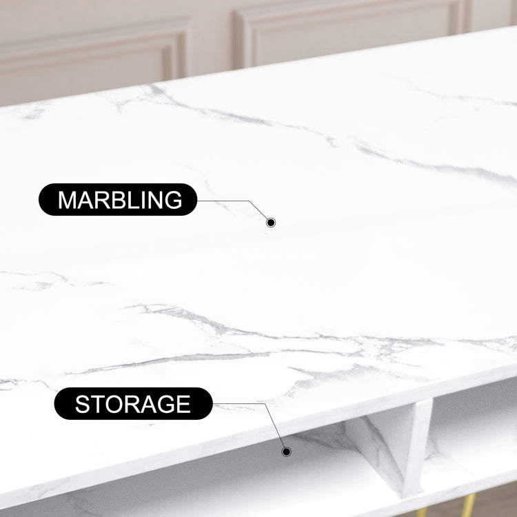 [US Warehouse] Marble Board Home Dining Table Office Computer Desk with 2 Storage Racks, Size: 103 x 75 x 55cm