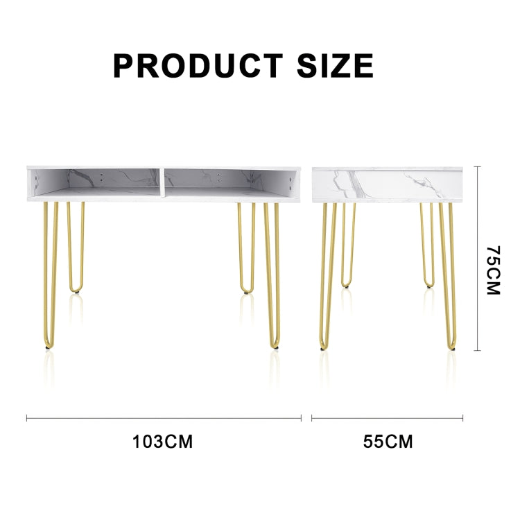 [US Warehouse] Marble Board Home Dining Table Office Computer Desk with 2 Storage Racks, Size: 103 x 75 x 55cm