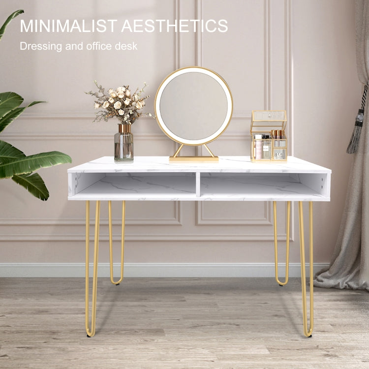 [US Warehouse] Marble Board Home Dining Table Office Computer Desk with 2 Storage Racks, Size: 103 x 75 x 55cm
