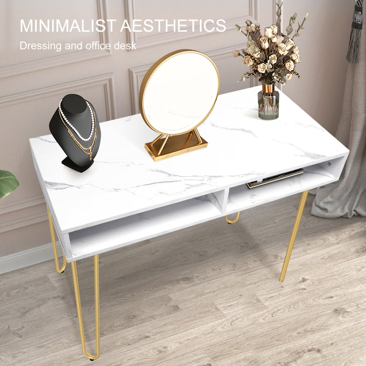 [US Warehouse] Marble Board Home Dining Table Office Computer Desk with 2 Storage Racks, Size: 103 x 75 x 55cm