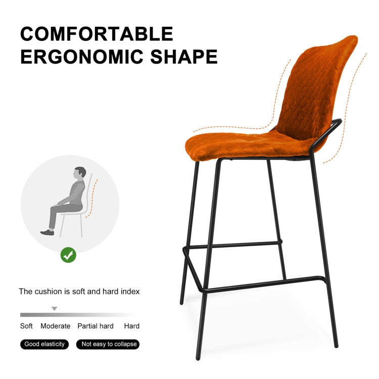 [US Warehouse] 2 PCS Household Retro Velvet Fabric Imitation Leaf Meridian Texture Dining Chair, Size: 110 x 58 x 55cm