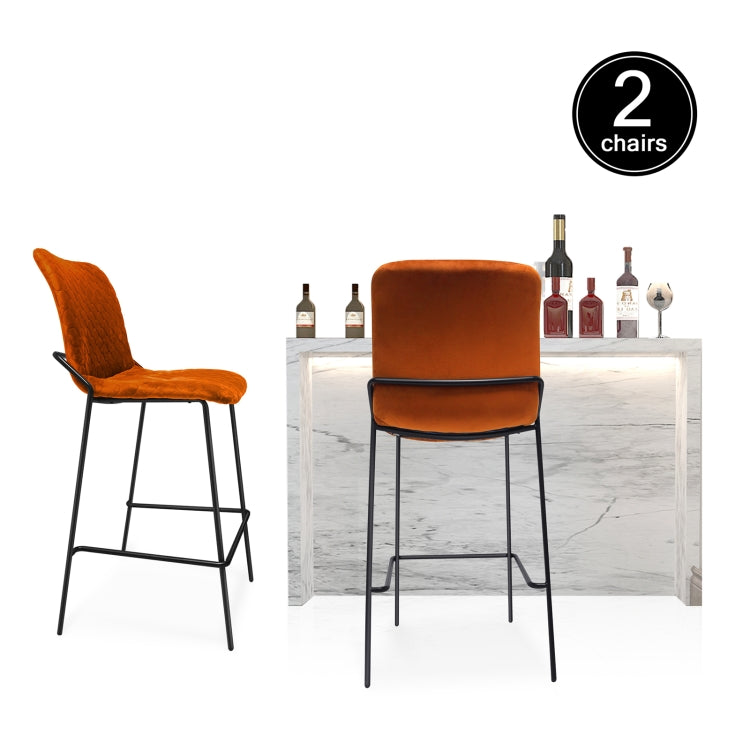 [US Warehouse] 2 PCS Household Retro Velvet Fabric Imitation Leaf Meridian Texture Dining Chair, Size: 110 x 58 x 55cm