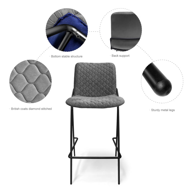 [US Warehouse] 2 PCS Household Retro Velvet Fabric Imitation Leaf Meridian Texture Dining Chair, Size: 110 x 58 x 55cm