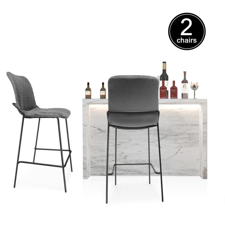 [US Warehouse] 2 PCS Household Retro Velvet Fabric Imitation Leaf Meridian Texture Dining Chair, Size: 110 x 58 x 55cm