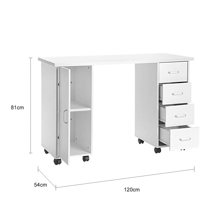 [US Warehouse] Movable MDF Board Manicure Table with Wrist Pad and 4 Drawers, Size: 120 x 81 x 54cm