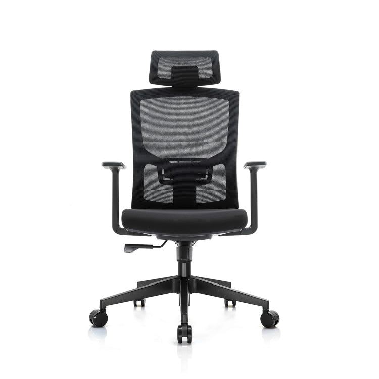 [US Warehouse] Height-adjustable Mesh Sponge Cushion Office Swivel Chair with Adjustable Headrest / Lumbar Support & Fixed Armrest, Size: (116.5-126.5) x 67 x 59cm