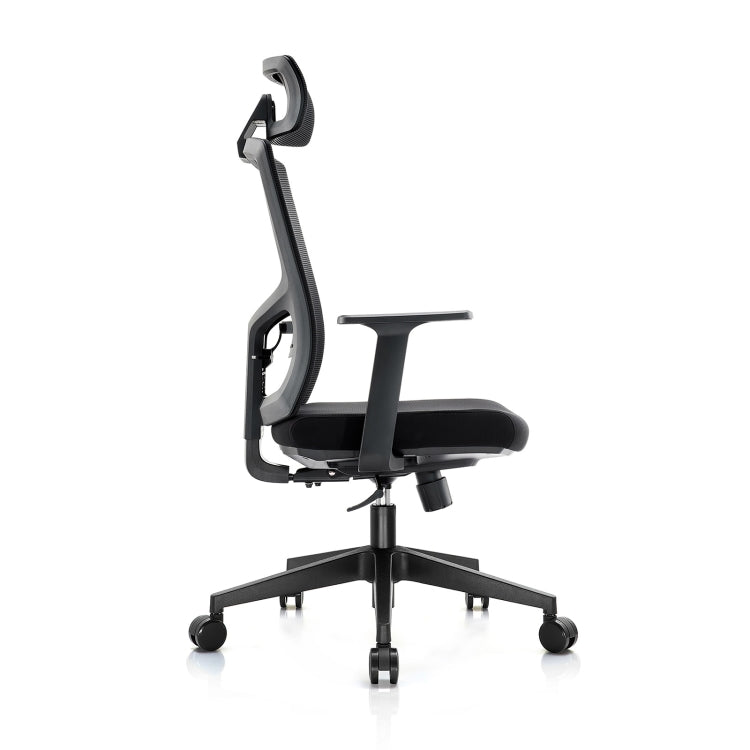 [US Warehouse] Height-adjustable Mesh Sponge Cushion Office Swivel Chair with Adjustable Headrest / Lumbar Support & Fixed Armrest, Size: (116.5-126.5) x 67 x 59cm