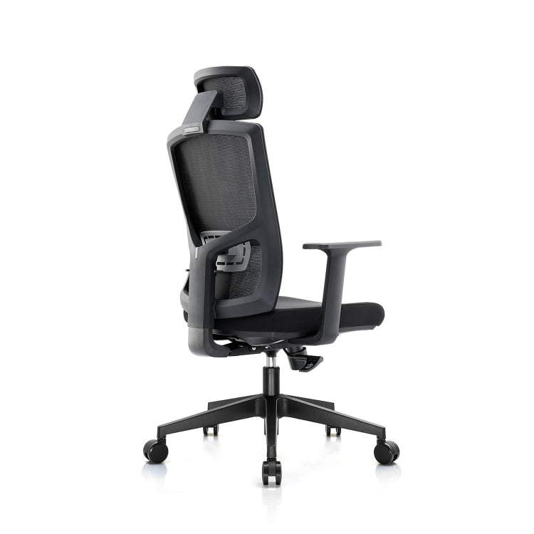 [US Warehouse] Height-adjustable Mesh Sponge Cushion Office Swivel Chair with Adjustable Headrest / Lumbar Support & Fixed Armrest, Size: (116.5-126.5) x 67 x 59cm