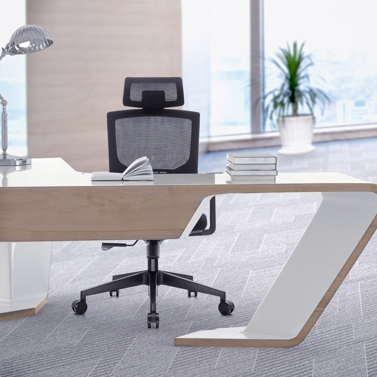 [US Warehouse] Height-adjustable Mesh Sponge Cushion Office Swivel Chair with Adjustable Headrest / Lumbar Support & Fixed Armrest, Size: (116.5-126.5) x 67 x 59cm