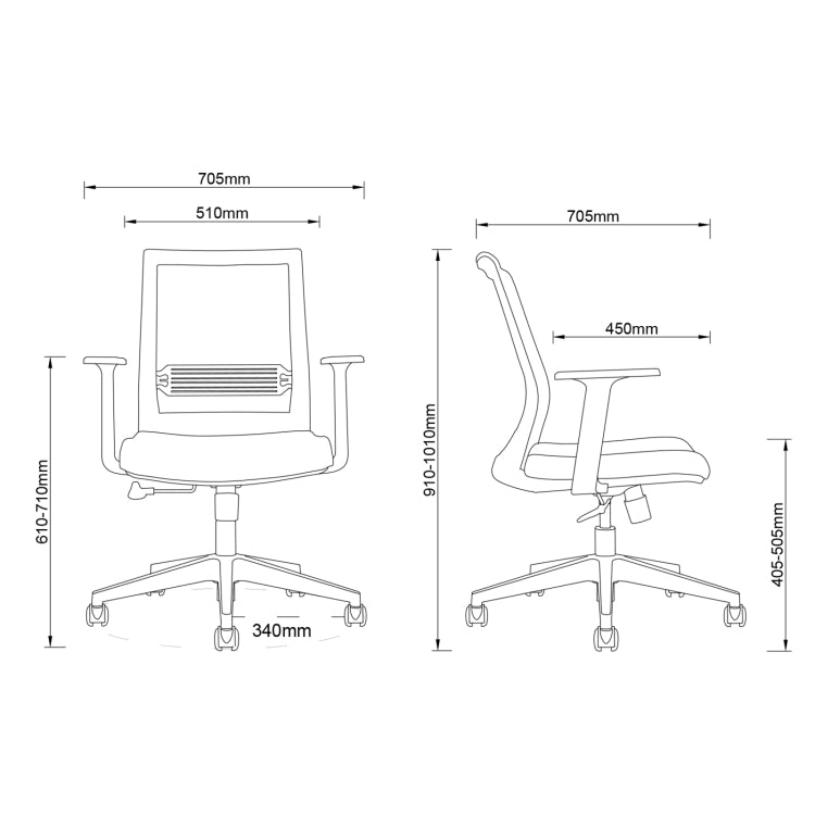 [US Warehouse] Height-adjustable Mesh Cloth Cushion Office Swivel Chair with Adjustable Lumbar Support & Fixed Armrest, Size: (91-101) x 70.5 x 70.5cm