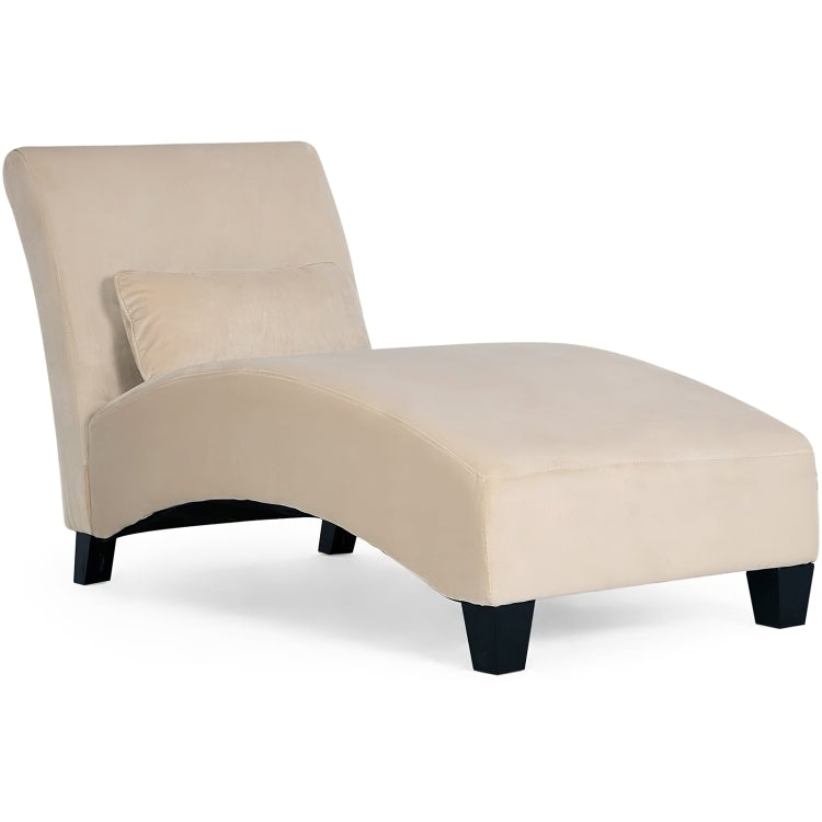 [US Warehouse] Curved Linen Cloth Chaise Longue Sofa Recliner with Decorative Pillow, Size: 158 x 85 x 67cm