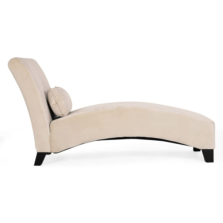 [US Warehouse] Curved Linen Cloth Chaise Longue Sofa Recliner with Decorative Pillow, Size: 158 x 85 x 67cm