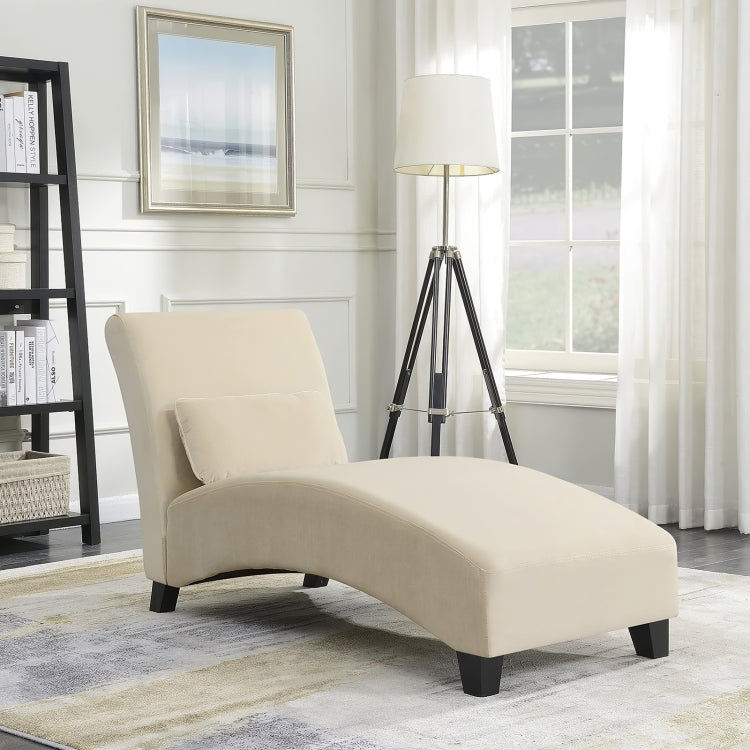 [US Warehouse] Curved Linen Cloth Chaise Longue Sofa Recliner with Decorative Pillow, Size: 158 x 85 x 67cm