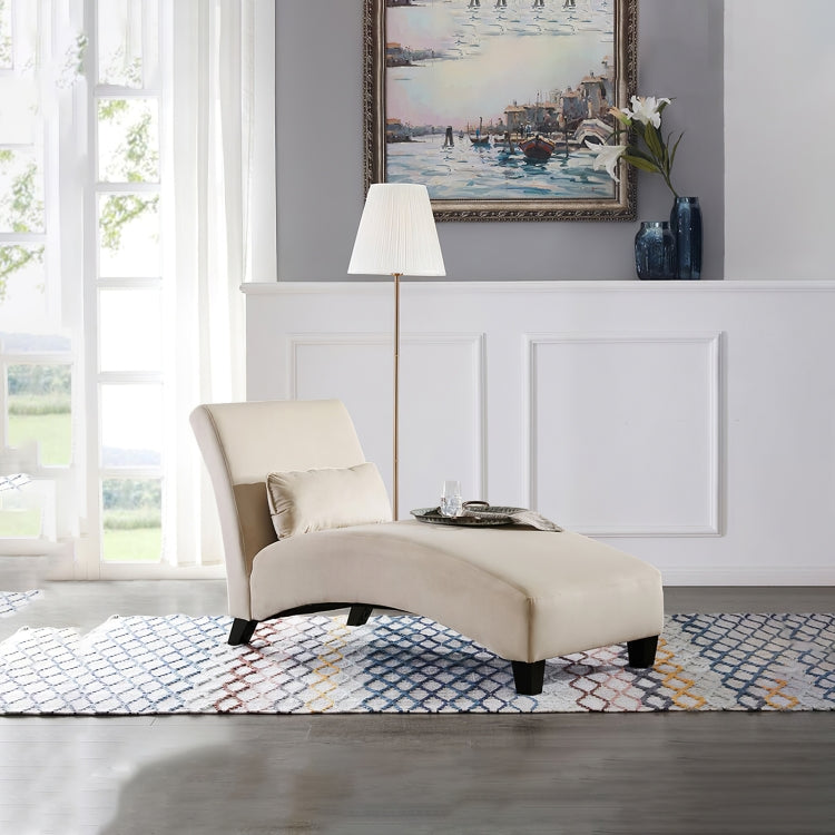 [US Warehouse] Curved Linen Cloth Chaise Longue Sofa Recliner with Decorative Pillow, Size: 158 x 85 x 67cm