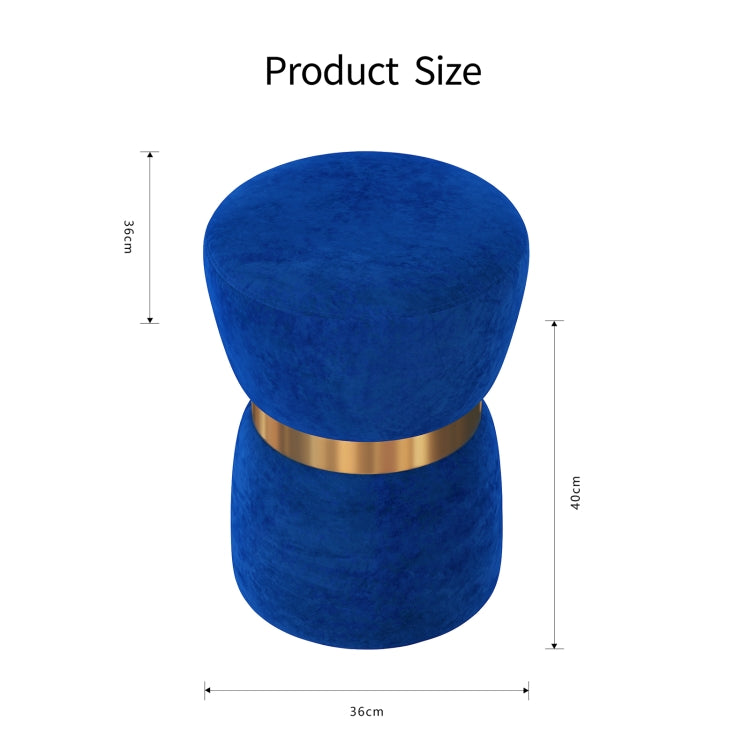 [US Warehouse] Velvet Fabric Hourglass-shaped Footstool, Size: 36 x 36 x 40cm(Blue)