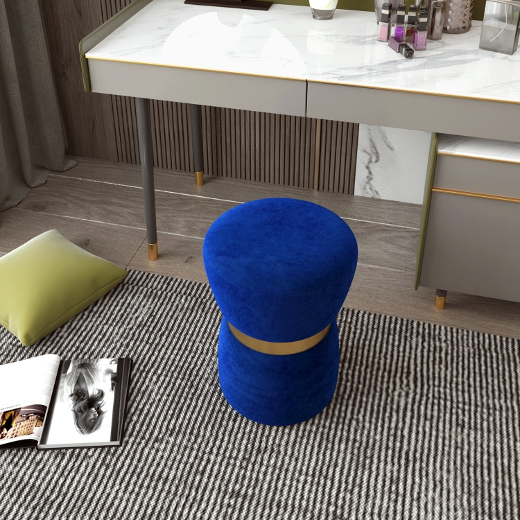 [US Warehouse] Velvet Fabric Hourglass-shaped Footstool, Size: 36 x 36 x 40cm(Blue)