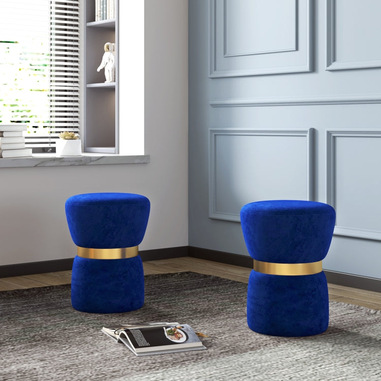 [US Warehouse] Velvet Fabric Hourglass-shaped Footstool, Size: 36 x 36 x 40cm(Blue)