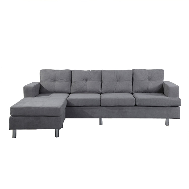 [US Warehouse] L-shaped Suede Fabrics Free Combination Sofa Three-seat Sofa Bed with  Left or Right Hand Chaise, Size: 98.25 x 60.43 x 34.25 inch