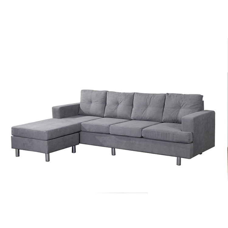 [US Warehouse] L-shaped Suede Fabrics Free Combination Sofa Three-seat Sofa Bed with  Left or Right Hand Chaise, Size: 98.25 x 60.43 x 34.25 inch