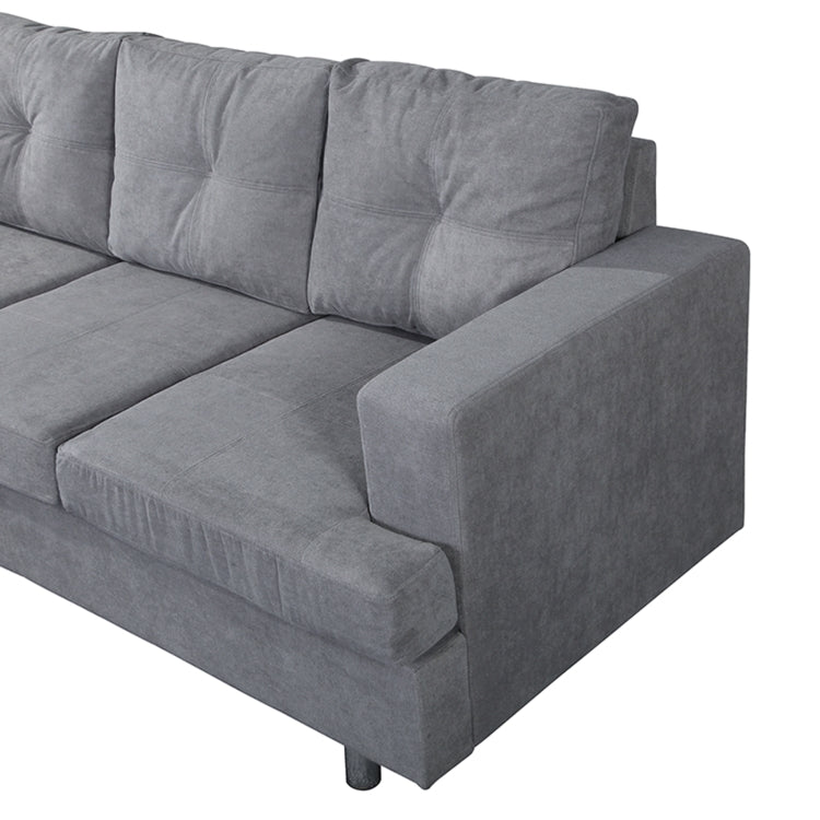 [US Warehouse] L-shaped Suede Fabrics Free Combination Sofa Three-seat Sofa Bed with  Left or Right Hand Chaise, Size: 98.25 x 60.43 x 34.25 inch