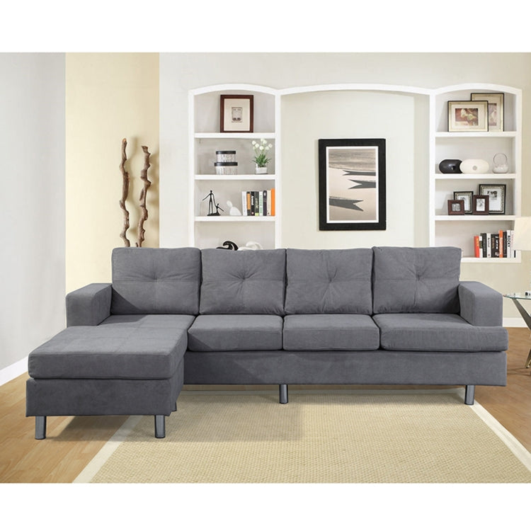 [US Warehouse] L-shaped Suede Fabrics Free Combination Sofa Three-seat Sofa Bed with  Left or Right Hand Chaise, Size: 98.25 x 60.43 x 34.25 inch
