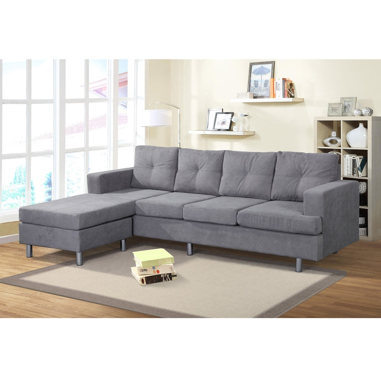 [US Warehouse] L-shaped Suede Fabrics Free Combination Sofa Three-seat Sofa Bed with  Left or Right Hand Chaise, Size: 98.25 x 60.43 x 34.25 inch