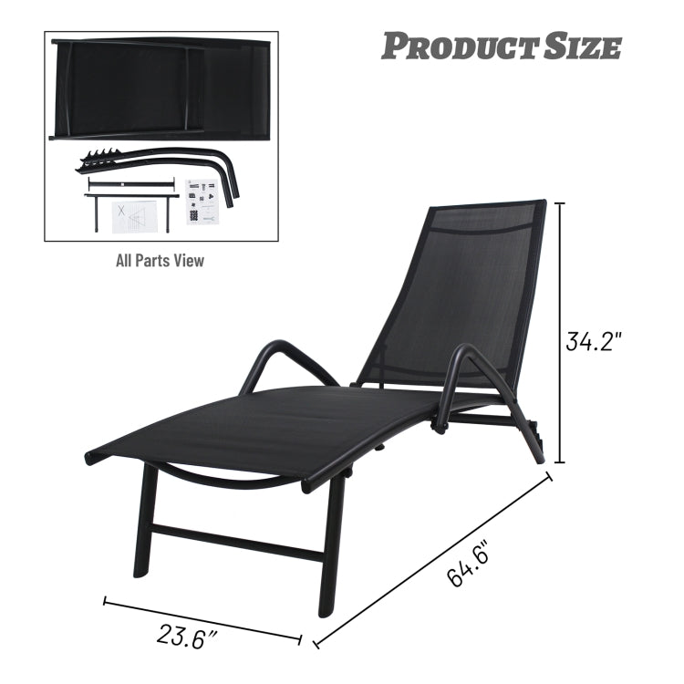 [US Warehouse] Outdoor 5-level Adjustable Breathable Mesh Fabric Lounge Deck Chair, Size: 64.6 x 34.2 x 23.6 inch