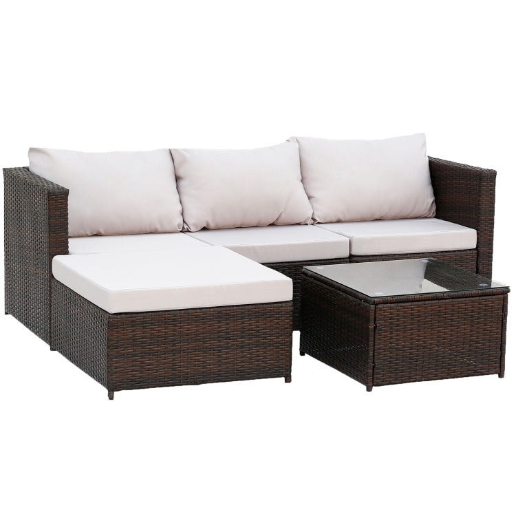 [US Warehouse] 2 in 1 Rattan Terrace Sofa Chair Coffee Table Furniture Set