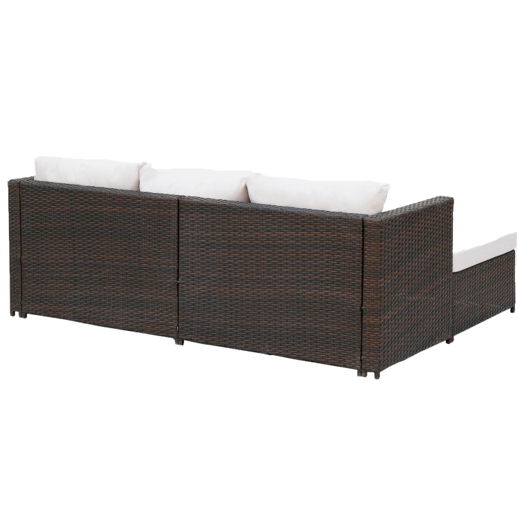 [US Warehouse] 2 in 1 Rattan Terrace Sofa Chair Coffee Table Furniture Set