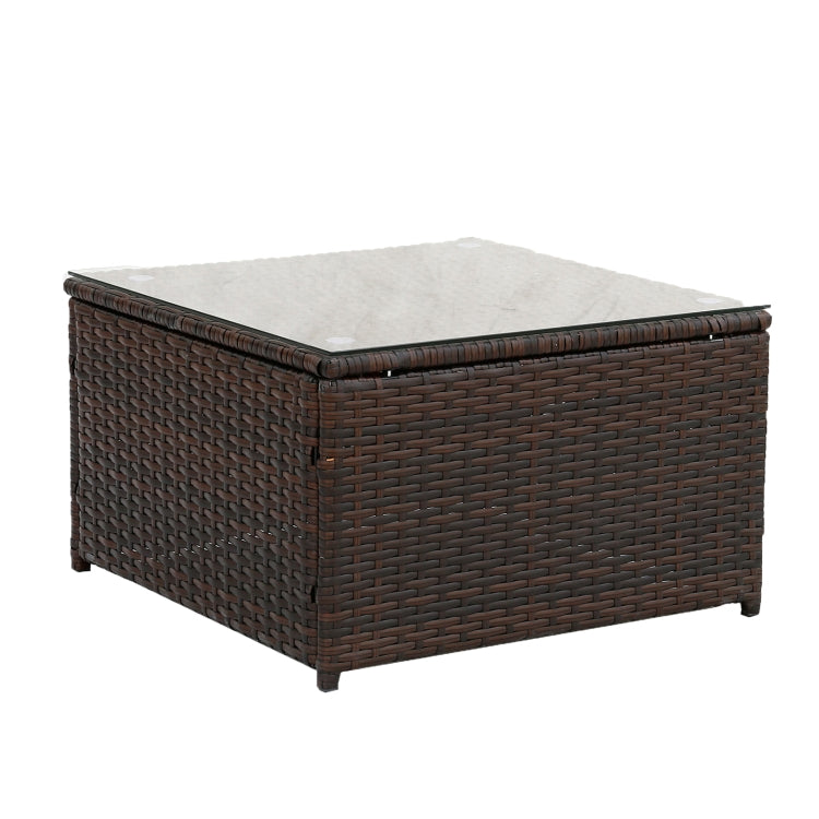 [US Warehouse] 2 in 1 Rattan Terrace Sofa Chair Coffee Table Furniture Set