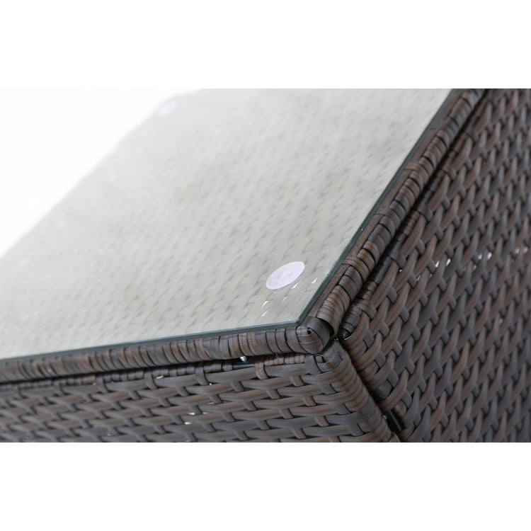 [US Warehouse] 2 in 1 Rattan Terrace Sofa Chair Coffee Table Furniture Set