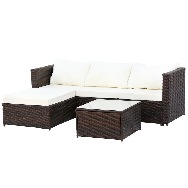 [US Warehouse] 2 in 1 Rattan Terrace Sofa Chair Coffee Table Furniture Set