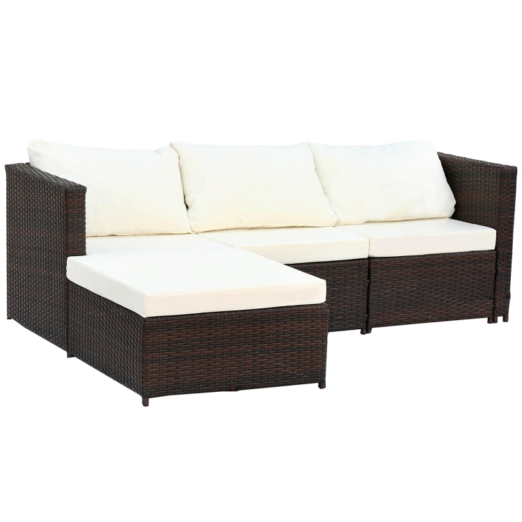 [US Warehouse] 2 in 1 Rattan Terrace Sofa Chair Coffee Table Furniture Set